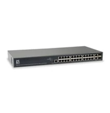 LevelOne TURING 26-Port L3 Lite Managed Gigabit PoE Switch - 24 PoE Outputs - 185W - 2 x SFP/RJ45 Combo - Managed - L3 - Gigabit Ethernet (10/100/1000) - Power over Ethernet (PoE) - Rack mounting