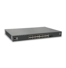 LevelOne KILBY 28-Port Stackable L3 Lite Managed Gigabit Switch - 2 x 10GbE SFP+ - 1 x 10GbE Module Slot - Managed - L3 - Gigabit Ethernet (10/100/1000) - Full duplex - Rack mounting