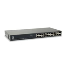LevelOne TURING 26-Port Web Smart Gigabit PoE Switch - 24 PoE Outputs - 2 x SFP/RJ45 Combo - 185W - 802.3at/af PoE - Managed - L3 - Gigabit Ethernet (10/100/1000) - Power over Ethernet (PoE) - Rack mounting