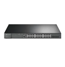 TP-LINK JetStream 24-Port Gigabit and 4-Port 10GE SFP+ L2+ Managed Switch with 24-Port PoE+ - Managed - L2/L3 - Gigabit Ethernet (10/100/1000) - Power over Ethernet (PoE) - Rack mounting - 1U