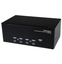 StarTech,com 4 Port Triple Monitor DVI USB KVM Switch with Audio & USB 2,0 Hub - 1920 x 1200 pixels - Rack mounting - Black SV431TDVIUA