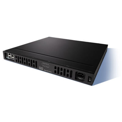 ISR4331-SEC / K9 Cisco ISR 4331 - Biztonsági csomag 100 - 300 Mbps, 3x GE, 2x NIM, 1x ISC, 1x SM, 4x GB Flash memória, 4x GB DRAM, 1RU, 250W, 11,0 lb w / SE.