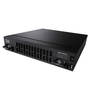 ISR4451-X / K9 Cisco 4451-X - Router - GigE - rackre szerelhető 1 Gbps 2 Gbps 4x RJ-45 Gigabit Ethernet 2x USB 2.0 3 NIM 2 SM 8 GB Flash Memória 2 GB DRA ...