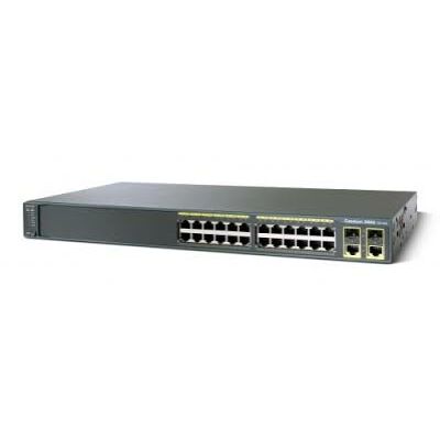 WS-C2960 + 24TC-L Catalyst 2960-Plus kapcsoló, 24 x 10/100 Ethernet port, 2 kettős módú felcsatlakozás, LAN bázis