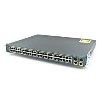Cisco Catalyst 2960-Plus kapcsoló, 48 x 10/100 Ethernet port, 2 SFP + 2 1000BASE-T felcsatlakozó, LAN bázis, 370 W PoE WS-C2960 + 48PST-L