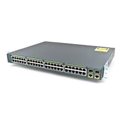 Cisco Catalyst 2960-Plus kapcsoló, 48 x 10/100 Ethernet port, 2 SFP + 2 1000BASE-T felcsatlakozó, LAN Lite, 370 W PoE WS-C2960 + 48PST-S