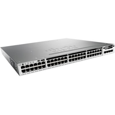 Cisco Catalyst 3850 Managed Power over Ethernet (PoE) Black,Grey WS-C3850-48P-S Stackable 48 10/100/1000 Ethernet PoE+ ports, with 715WAC power supply 1 RU, IP Base feature set 