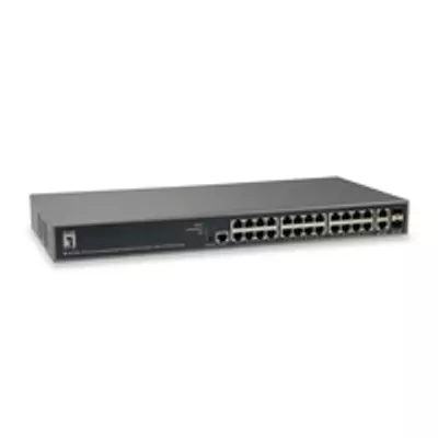LevelOne TURING 26-Port L3 Lite Managed Gigabit PoE Switch - 24 PoE Outputs - 370W - 2 x SFP/RJ45 Combo - Managed - L3 - Gigabit Ethernet (10/100/1000) - Power over Ethernet (PoE) - Rack mounting