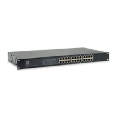 LevelOne 24-Port Gigabit PoE Switch - 802.3at/af PoE - 500W - Unmanaged - Gigabit Ethernet (10/100/1000) - Full duplex - Power over Ethernet (PoE) - Rack mounting