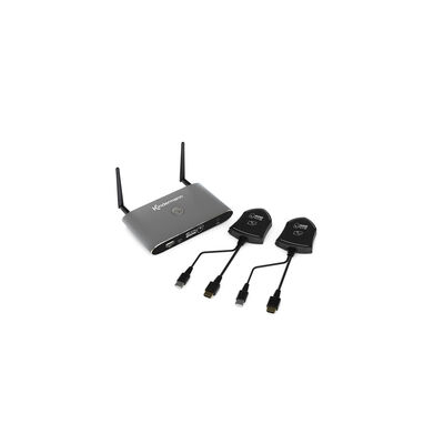 Kindermann KLICK & SHOW K-42H Kit - Wireless Presentation System with 2 HDMI WIFI transmitters - Dongle - Graphite - Aluminium - 3840 x 2160 pixels - 3840 x 2160 pixels - 1280 x 720 (HD 720) - 1920 x 1080 (HD 1080) - 3840 x 2160