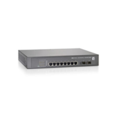 LevelOne 10-Port Gigabit PoE Switch - 802,3at/af PoE - 2 x SFP - 8 PoE Outputs - 250W - Gigabit Ethernet (10/100/1000) - Full duplex - Power over Ethernet (PoE) - Rack mounting GEP-1021