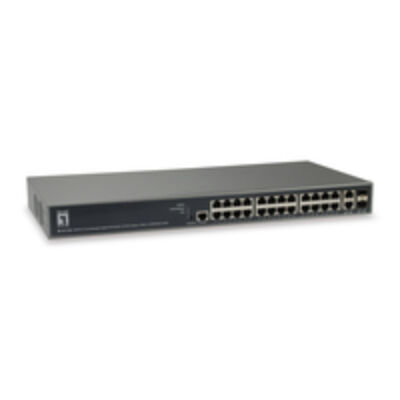 LevelOne TURING 26 portos L3 Lite felügyelt gigabites PoE kapcsoló - 24 PoE kimenet - 370W - 2 x SFP / RJ45 Combo - Felügyelt - L3 - Gigabit Ethernet (10/100/1000