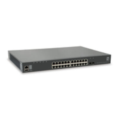 LevelOne KILBY 28-Port Stackable L3 Lite Managed Gigabit Switch - 2 x 10GbE SFP+ - 1 x 10GbE Module Slot - Managed - L3 - Gigabit Ethernet (10/100/1000) - Full duplex - Rack mounting GTL-2881
