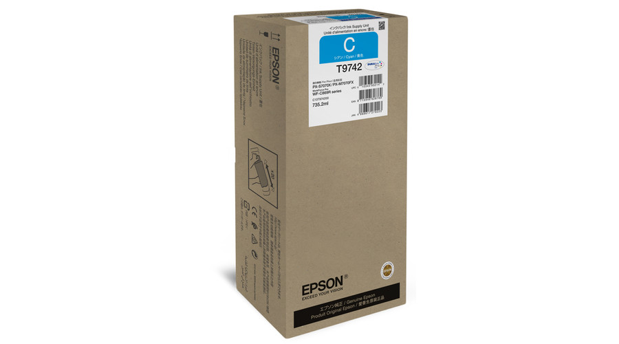 Image of Epson Cyan XXL tintaellátó egység - Eredeti - Cián - Epson - WorkForce Pro WF-C869R - 1 db - Tintasugaras nyomtatás C13T974200