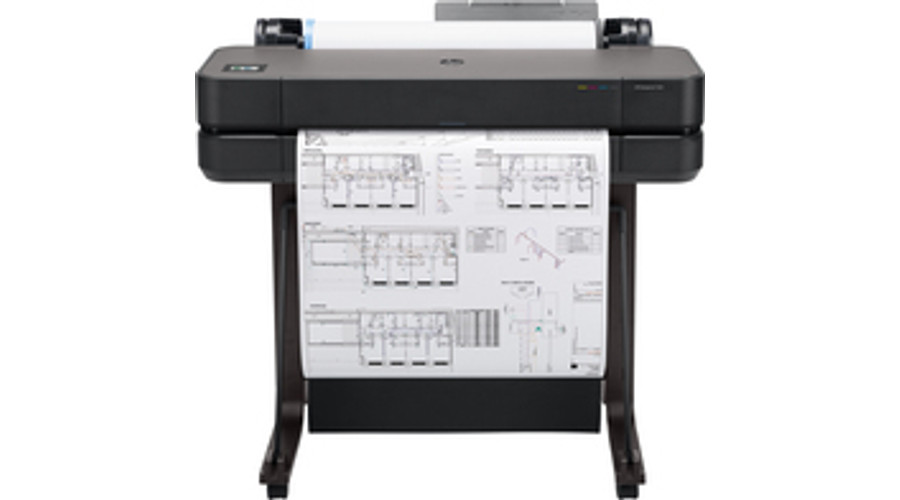 Image of HP Designjet T630 24-in Printer - Thermal inkjet - 2400 x 1200 DPI - CALS G4 - HP-GL/2 - HP-RTL - JPEG - URF - Black - Cyan - Magenta - Yellow - 610 x 1897 mm - Bond paper - Coated paper - Heavy paper - Recycled paper