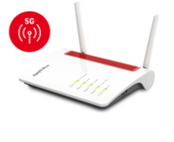 Image of AVM FRITZ!Box 6850 5G - Wi-Fi 5 (802.11ac) - Dual-band (2.4 GHz / 5 GHz) - Ethernet LAN - 3G - Black - Red - White - Tabletop router